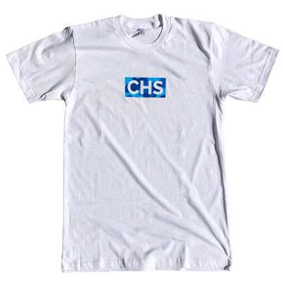 843 Shop CHS Box Logo Blue Camo Tee - White (Unisex)